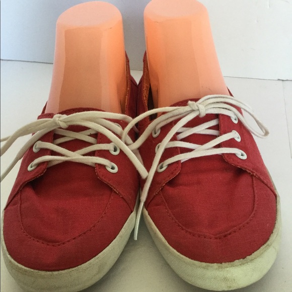Vans size 8 canvas red white shoelaces rubber sole - Picture 8 of 10